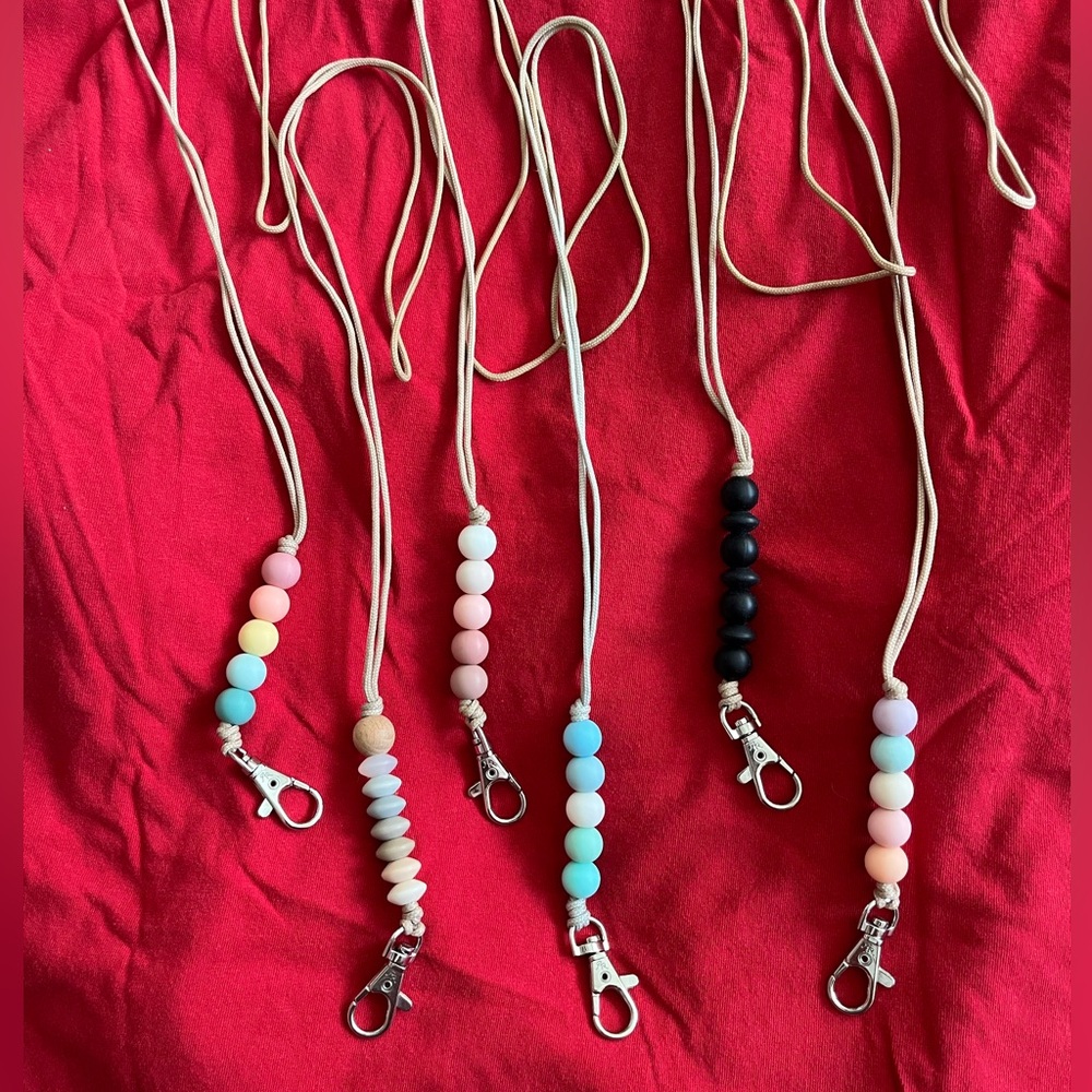 Bundle of 6 Ryan&Rose beaded lanyards, gently used